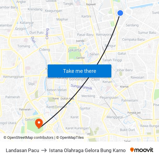 Landasan Pacu to Istana Olahraga Gelora Bung Karno map