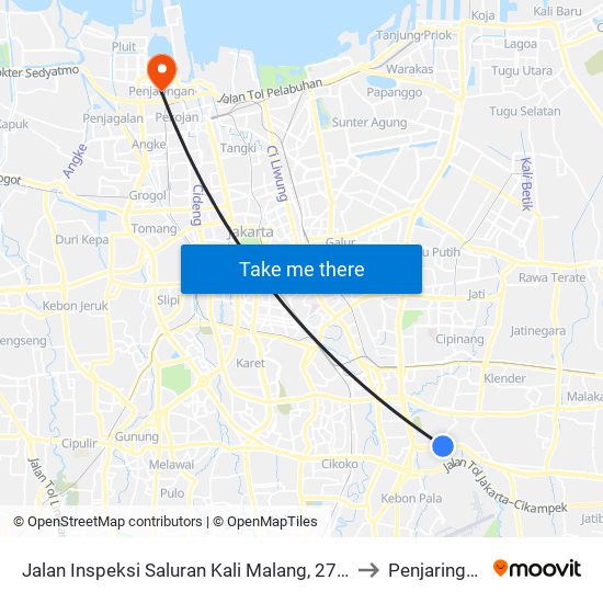 Jalan Inspeksi Saluran Kali Malang, 27 A to Penjaringan map