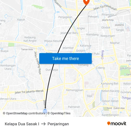 Kelapa Dua Sasak I to Penjaringan map