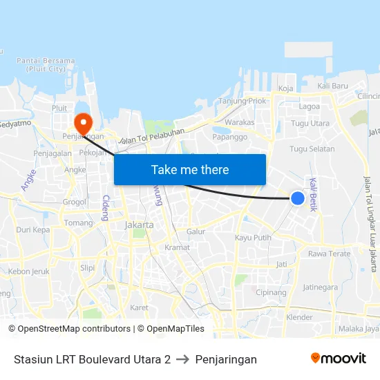 Stasiun LRT Boulevard Utara 2 to Penjaringan map