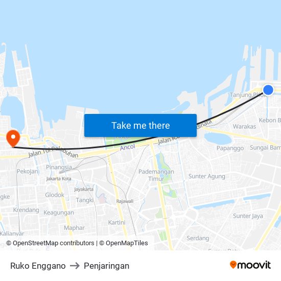 Ruko Enggano to Penjaringan map