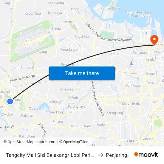 Tangcity Mall Sisi Belakang/ Lobi Perintis to Penjaringan map