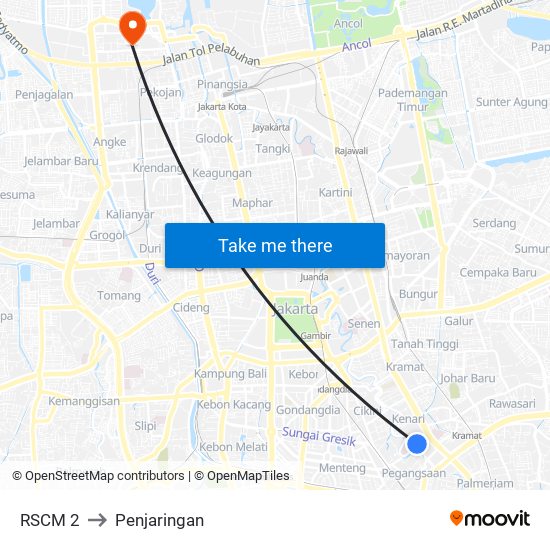 RSCM 2 to Penjaringan map