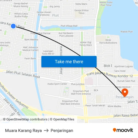Muara Karang Raya to Penjaringan map
