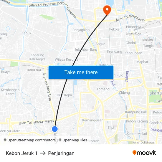 Kebon Jeruk 1 to Penjaringan map