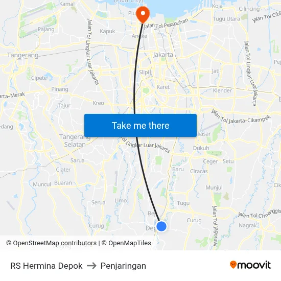 RS Hermina Depok to Penjaringan map