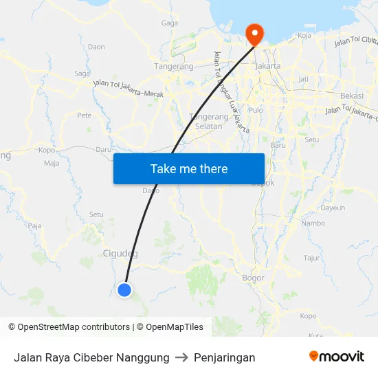 Jalan Raya Cibeber Nanggung to Penjaringan map
