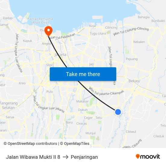 Jalan Wibawa Mukti II 8 to Penjaringan map