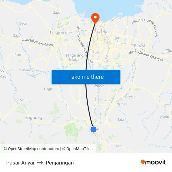 Pasar Anyar to Penjaringan map
