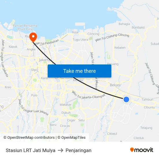 Stasiun LRT Jati Mulya to Penjaringan map