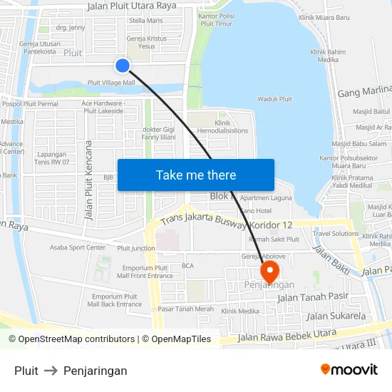 Pluit to Penjaringan map