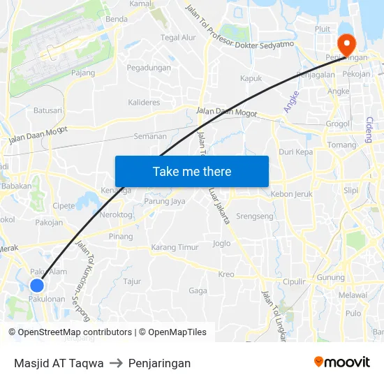 Masjid AT Taqwa to Penjaringan map