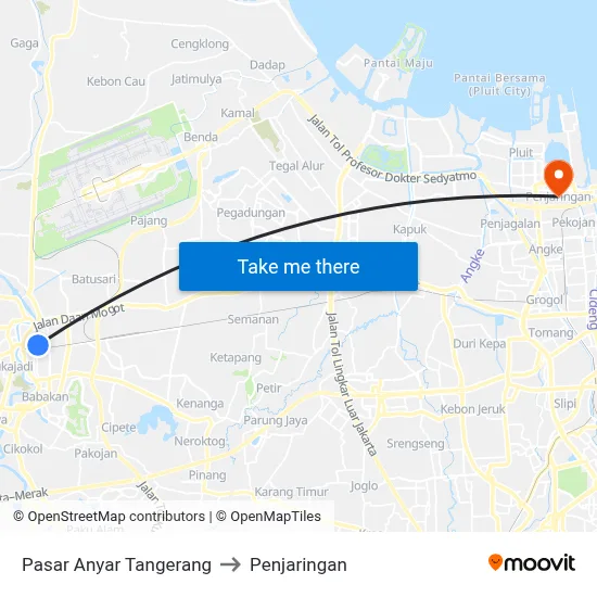 Pasar Anyar Tangerang to Penjaringan map
