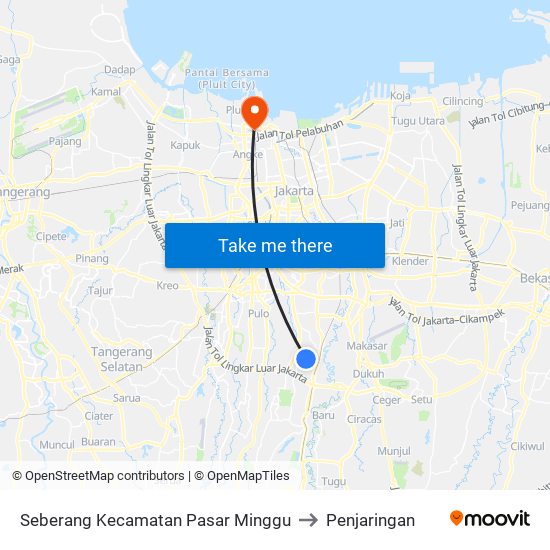 Seberang Kecamatan Pasar Minggu to Penjaringan map
