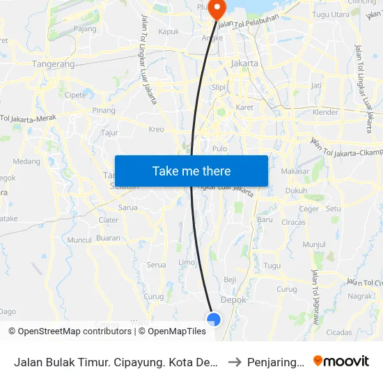 Jalan Bulak Timur. Cipayung. Kota Depok to Penjaringan map