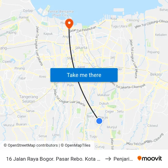 16 Jalan Raya Bogor. Pasar Rebo. Kota Jakarta Timur to Penjaringan map