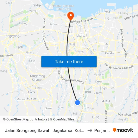 Jalan Srengseng Sawah. Jagakarsa. Kota Jakarta Selatan to Penjaringan map