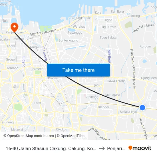 16-40 Jalan Stasiun Cakung. Cakung. Kota Jakarta Timur to Penjaringan map