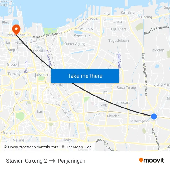 Stasiun Cakung 2 to Penjaringan map
