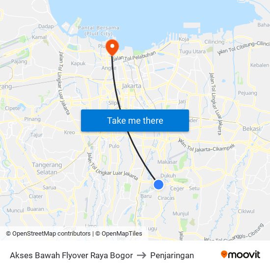 Akses Bawah Flyover Raya Bogor to Penjaringan map