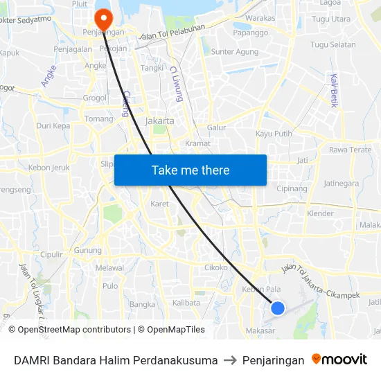 DAMRI Bandara Halim Perdanakusuma to Penjaringan map