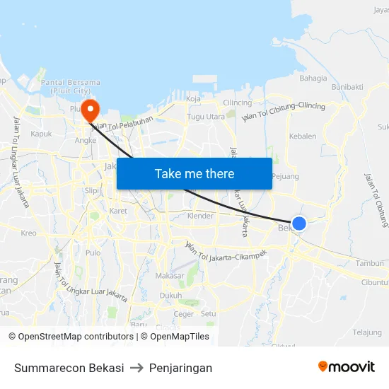 Summarecon Bekasi to Penjaringan map