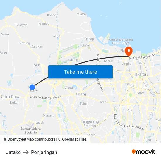 Jatake to Penjaringan map