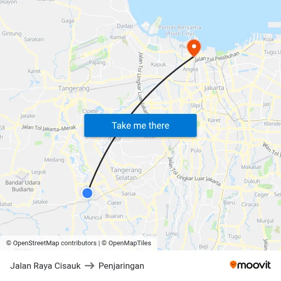 Jalan Raya Cisauk to Penjaringan map