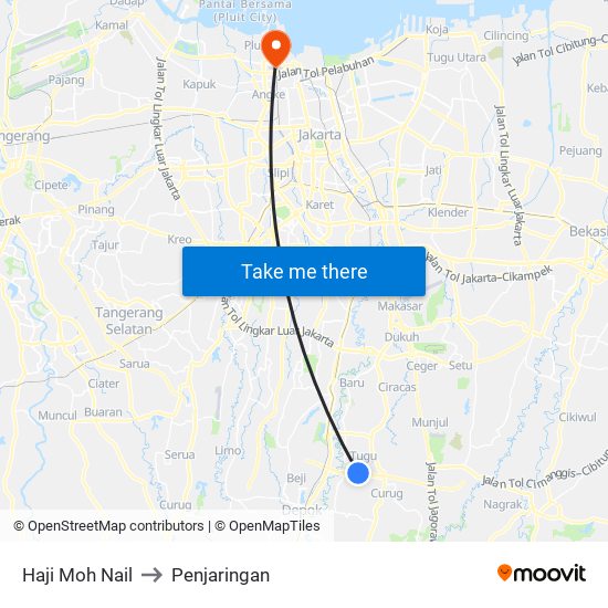 Haji Moh Nail to Penjaringan map