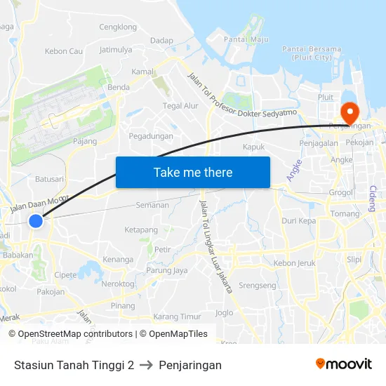 Stasiun Tanah Tinggi 2 to Penjaringan map