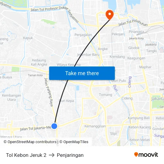 Tol Kebon Jeruk 2 to Penjaringan map