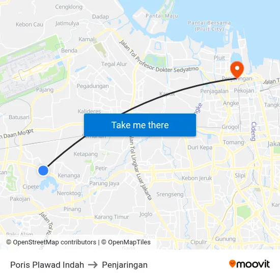 Poris Plawad Indah to Penjaringan map