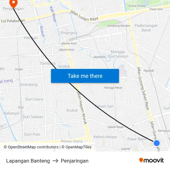 Lapangan Banteng to Penjaringan map