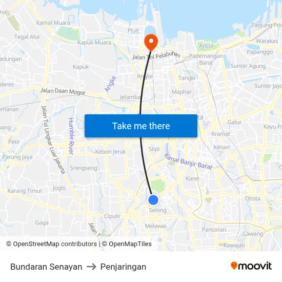 Bundaran Senayan to Penjaringan map