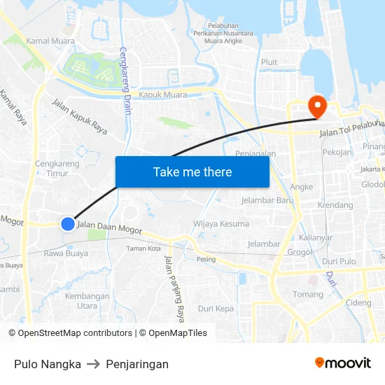 Pulo Nangka to Penjaringan map