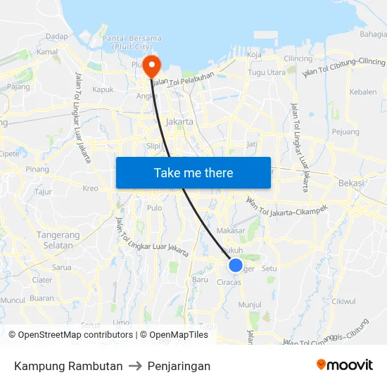 Kampung Rambutan to Penjaringan map