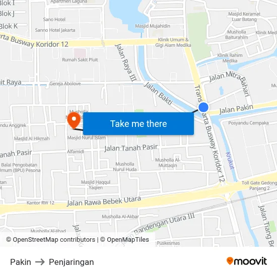 Pakin to Penjaringan map
