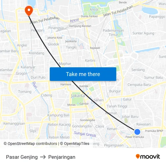 Pasar Genjing to Penjaringan map
