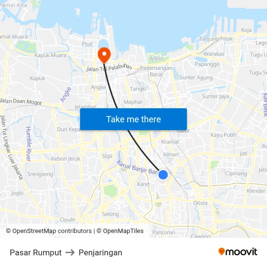 Pasar Rumput to Penjaringan map
