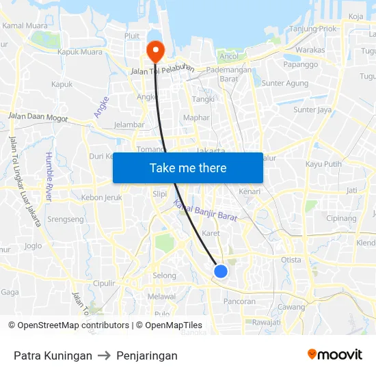 Patra Kuningan to Penjaringan map