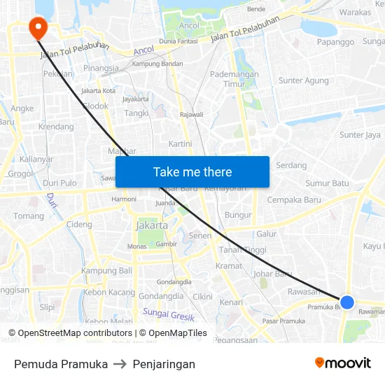 Pemuda Pramuka to Penjaringan map