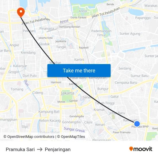 Pramuka Sari to Penjaringan map