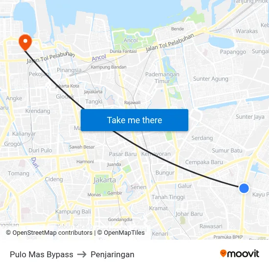 Pulo Mas Bypass to Penjaringan map