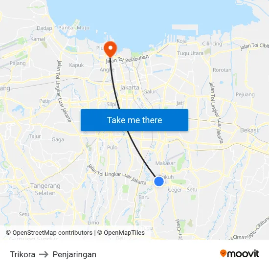 Trikora to Penjaringan map
