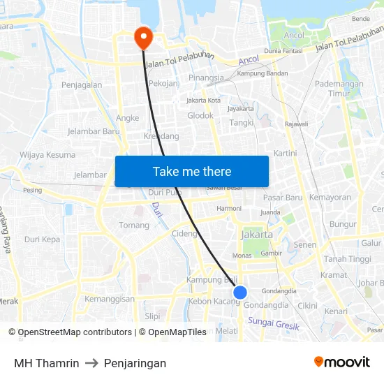 MH Thamrin to Penjaringan map