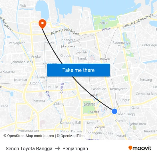Senen Toyota Rangga to Penjaringan map