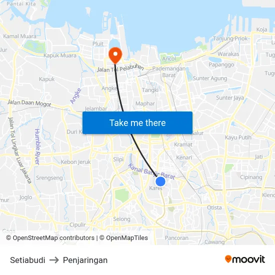 Setiabudi Integritas to Penjaringan map