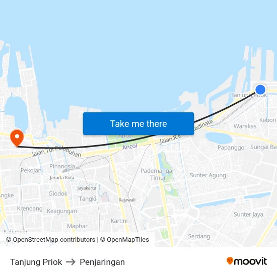 Tanjung Priok to Penjaringan map