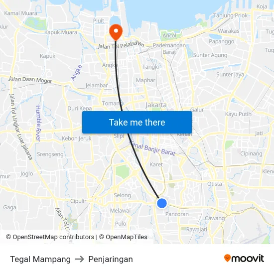 Tegal Mampang to Penjaringan map
