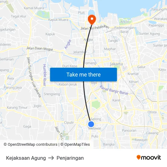 Kejaksaan Agung to Penjaringan map